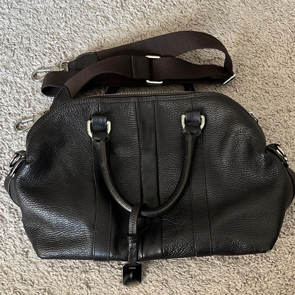 Stylish Dark Brown Furla Leather Bag